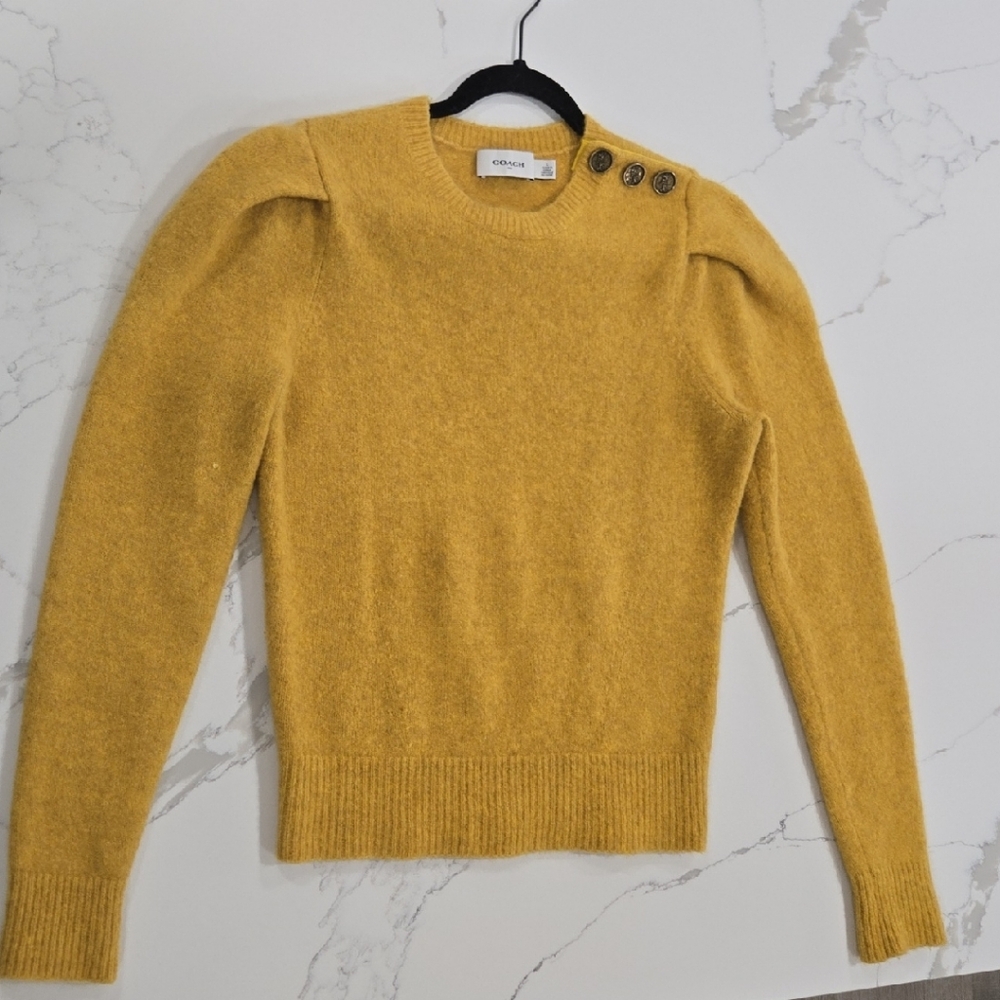 Coach Mustard Button-Accent Sweater
